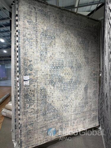Allen 200 x 290cm Rug, blue and beige distressed pattern