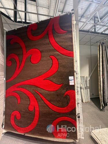 Diamond Rug 2 x 3m Brown and Red Swirl Pattern