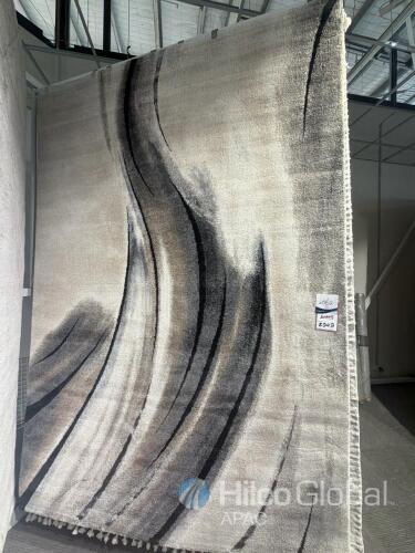 Crete 200x290 Rug, abstract grey, black, and cream design, dimensions 200 x 290 cm