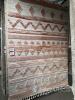 Geometric Pattern Area Rug, orange and white, fringed edge