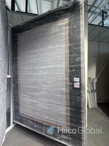 Area Rug rectangular with grey, beige, and black border design, approximate dimensions 2x3 m