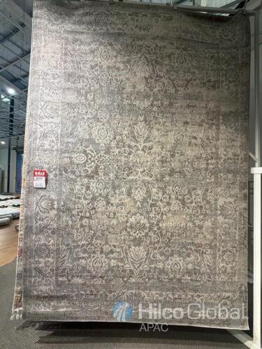 Gray Beige Ornate Pattern Area Rug