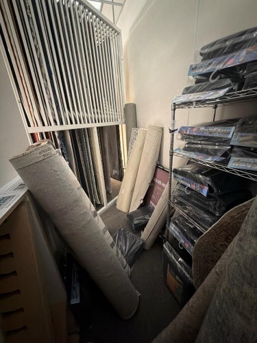 Bulk lot of mixed rugs & underlay inc. Fixtures. Must take all. Rug and underlay sizes unknown