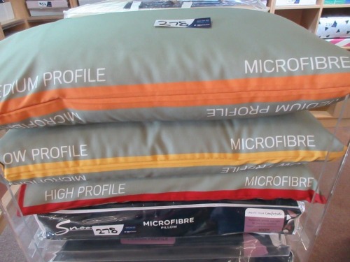 4 x Microfibre Pillows, 2 x High, 1 x Medium, 1 x Low