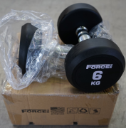 2 x Force USA - Commercial Round Rubber Dumbbell - 6kg - RRP $66 - 2