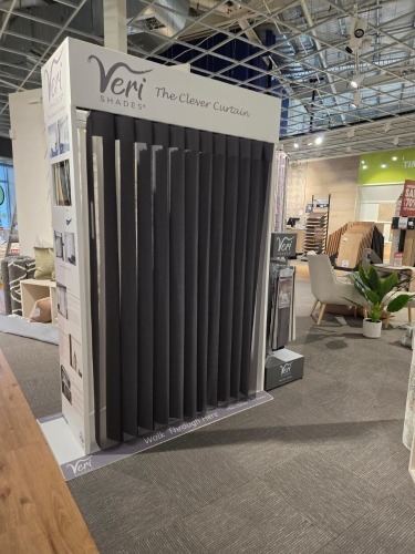 1x Curtain Display rack with built in Connect photo frame and 1x small curtain display stand