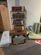 Fixture inc mix welcome mats and 10x mix quantities of small rugs (unknown size) Must take fixture