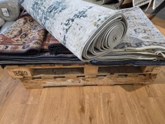 2x pallets inc. rugs with unknown sizes and specs. must take pallets