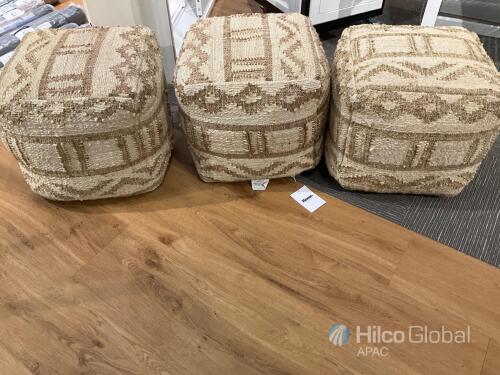 Bundle 3 x Home by Decorug &ldquo;Hart&rdquo; Pouffe - 40cm x 40cm x 40cm Total RRP $747