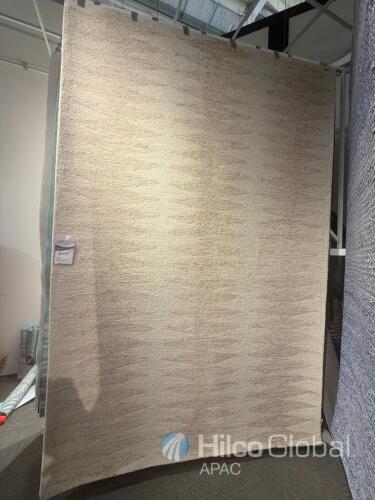 Large beige rug with handwoven texture, dimensions 300 x 200 cm