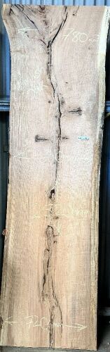 English Oak Live Edge Timber Slab, 2.52m x 727mm x 33mm