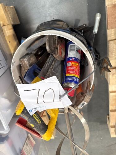 Mixed Hand Tools in Bucket with Tool Carrier