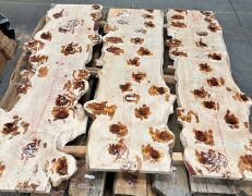 SPECIAL OFFER: 3 Bunya pine table Tops 2.6 - 2.9m x 665 - 820mm x 40mm. Closes 6.10pm