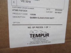 Queen Tempur Cloud 21 Mattress only - 2