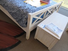 Ocean Grove Queen Cross Thatched Bed Frame only, colour: Whitewashed. No Bedding - 3