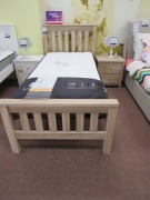 Polo King Single Open Post Bed Frame only, colour: Light Oak. No Bedding - 2