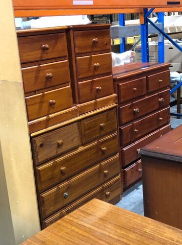 2 x Colonial Style Timber Framed 6 and 5 Drawer Chests