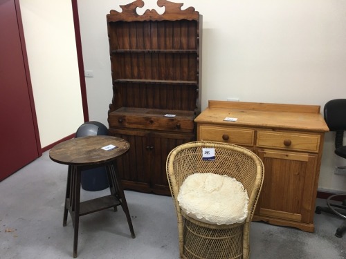 2 x Buffet Units, Cane Chair & Round Occasional Table