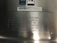 2017 Cleveland Steam Jacketed Tilting Kettle, Model: KDL-80-T, Serial No: 171023057803, Built: 2017 - 3