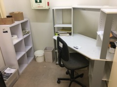 Corner Desk, Chair, Pidgeon Hole Bookcase & 2 Drawer Filing Cabinet