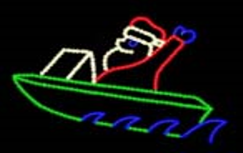 Santa In Speed Boat With Waves Flashing (XM7-4005) 190cm x 100cm