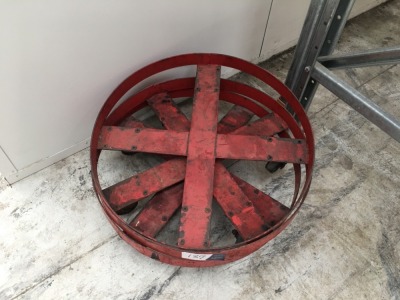 3 x Round Bin Trolley's, Red Steel