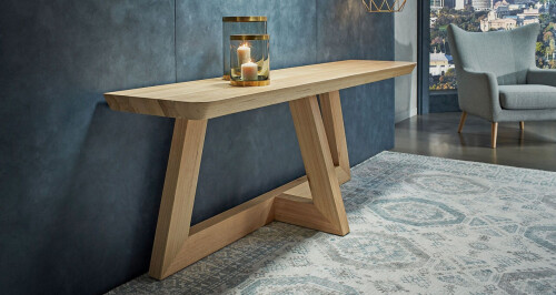 GUADIANA Console Table - 200X48X75 SOLID OAK/NATURAL - RRP $1,590