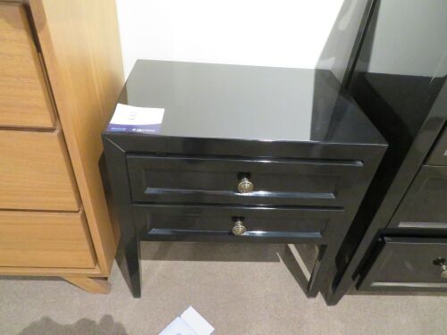 2 x Eildon Bedside Tables, 2 Drawer, colour: Gloss Black, 580 x 400 x 600mm H