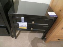 2 x Eildon Bedside Tables, 2 Drawer, colour: Gloss Black, 580 x 400 x 600mm H - 2