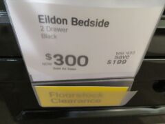 2 x Eildon Bedside Tables, 2 Drawer, colour: Gloss Black, 580 x 400 x 600mm H - 3