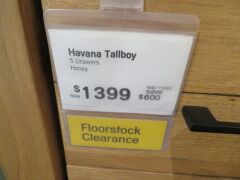 Havana Tallboy, 5 Drawer, colour: Gloss Black, 1160 x 450 x 1100mm H - 2