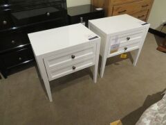 2 x Eildon Bedside Tables, 2 Drawer, colour: Gloss White
