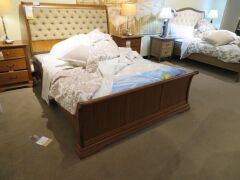 Juliet Queen Timber Bed Frame, Upholstered Bedhead, with Slumberland Soho Mattress & assorted Bed Linen - 3