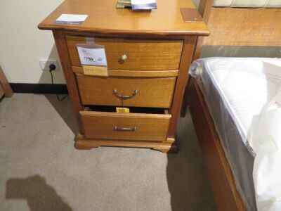 2 x Juliet Bedside Tables, 3 Drawer with Breakfast Tray, 600 x 450 x 730mm H