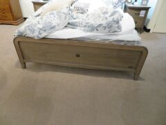 Elise Queen Timber Bed Frame, with upholstered Headboard, Slumberland Soho Mattress & assorted Linen & Pillows - 4