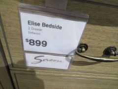 2 x Elise Bedside Tables, 2 Drawer, 520 x 480 x 650mm H - 3
