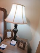 2 x Gatsby Bedside Lamps, colour: Brown Marble, 700mm H. 1 x Clock & 1 x Photo Frame - 2