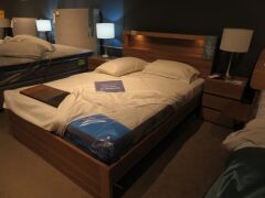 My Design Queen Booked Feature Headboard with Tech Pack Full Panel Base with Slumberland Soho Mattress - 4