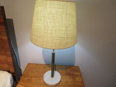 2 x Marble Base Timber & Nickle Lamps - 2