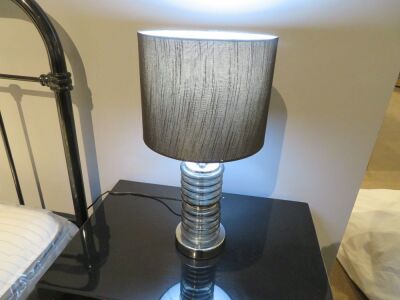 2 x Side Lamps, Glass Base with Black Shade