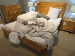 Clovelly Queen Bay Bed Frame in Driftwood, with 26" Foam Mattress & assorted Bedding - 2