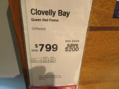Clovelly Queen Bay Bed Frame in Driftwood, with 26" Foam Mattress & assorted Bedding - 4