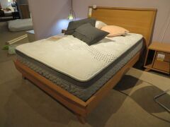 Jasper Queen Bed Frame, Natural Timber, with Bespoke Plush/Medium Mattress & assorted Pillows, Bedhead: 1700 x 1130mm H - 2
