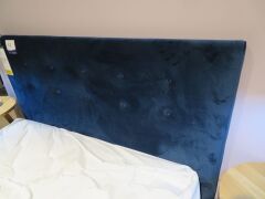 Lisette Queen Buttoned Bed Frame, colour: Blue Velour, with Slumberland Soho Mattress, 1700 x 1150mm H - 3