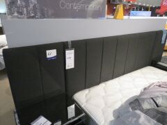 Ever Design Venus Extended King Bedhead, upholstered in Black, with Slumberland Soho Mattress & assorted Bedding, Bedhead: 2400 x 1200mm H - 4