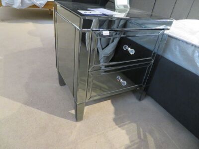 2 x Maison Mirrored Bedside Tables with Crystal Handles, 550 x 420 x 600mm H