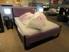 Lotus Queen Bed Frame in Lavender, upholstered panel in Black Frame, with Slumberland Soho Mattress, Bedhead: 1650 x 1120mm H - 3