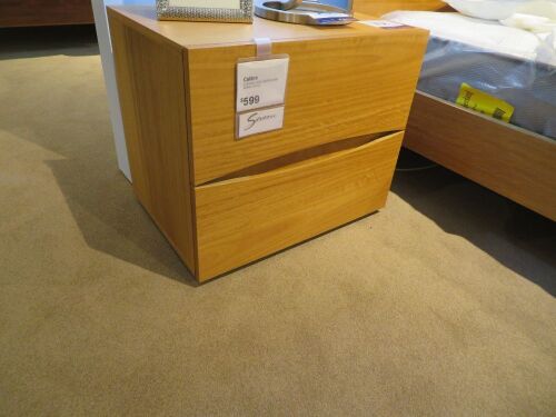 2 x Calibre Bedside Tables, 2 Drawer, colour: Honey, 600 x 430 x 500mm H