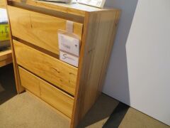 2 x Iris Bedside Tables, 3 Drawer, Natural Finish, 500 x 350 x 650mm H - 3