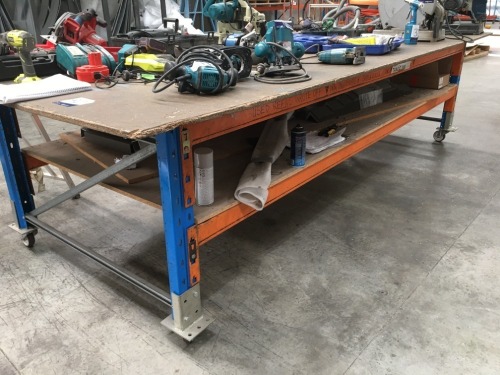 Mobile Work Table, 2 Tier, Adjustable, 3650mm x 1500mm